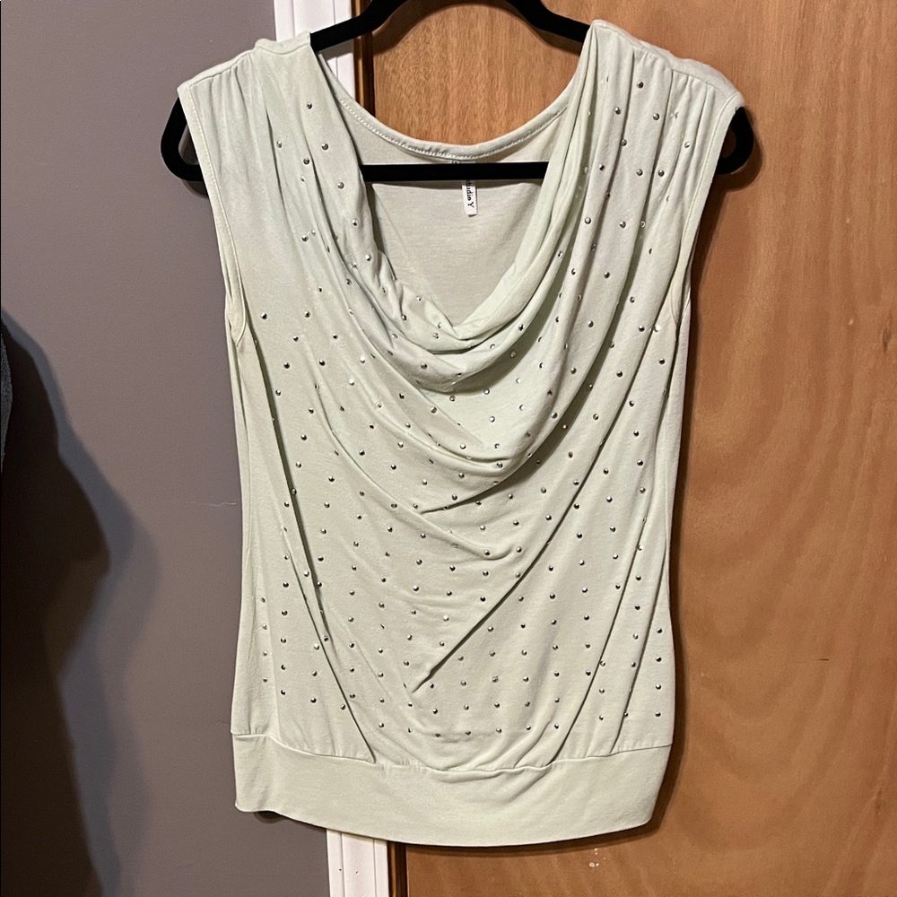 Studio Y Light Green Embellished Blouse